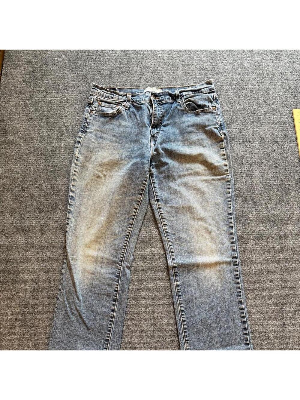 Levi's 505 straight leg jeans in blue intentionally distressed size 14M